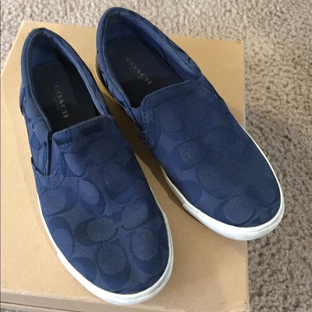 Coach navy slip on sneakers size 6